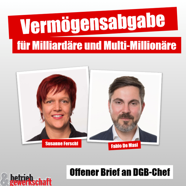 Vermögensabgabe: Offener Brief an DGB-Chef Hoffmann